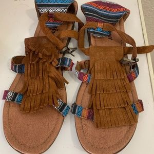 Aztec moccasin suede sandals size 10